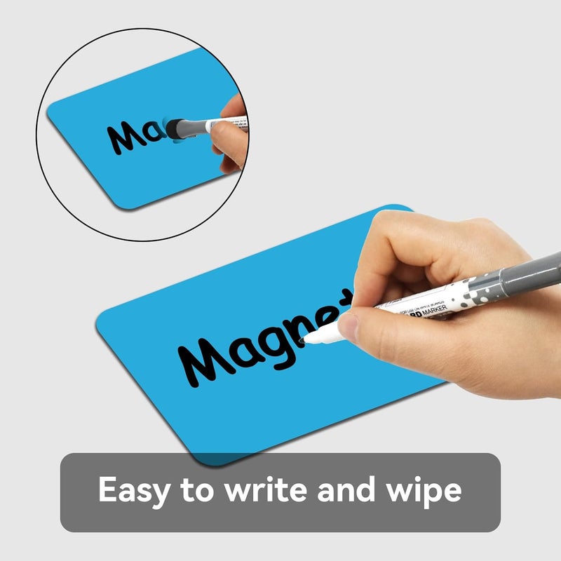 STTMGN Magnetic Dry Erase Label,2.25x3.5 Inches Card Magnets for Name Tags on Board,Classroom Essentials for Teachers and Students Organization，Pack of 40（Green - Image 2
